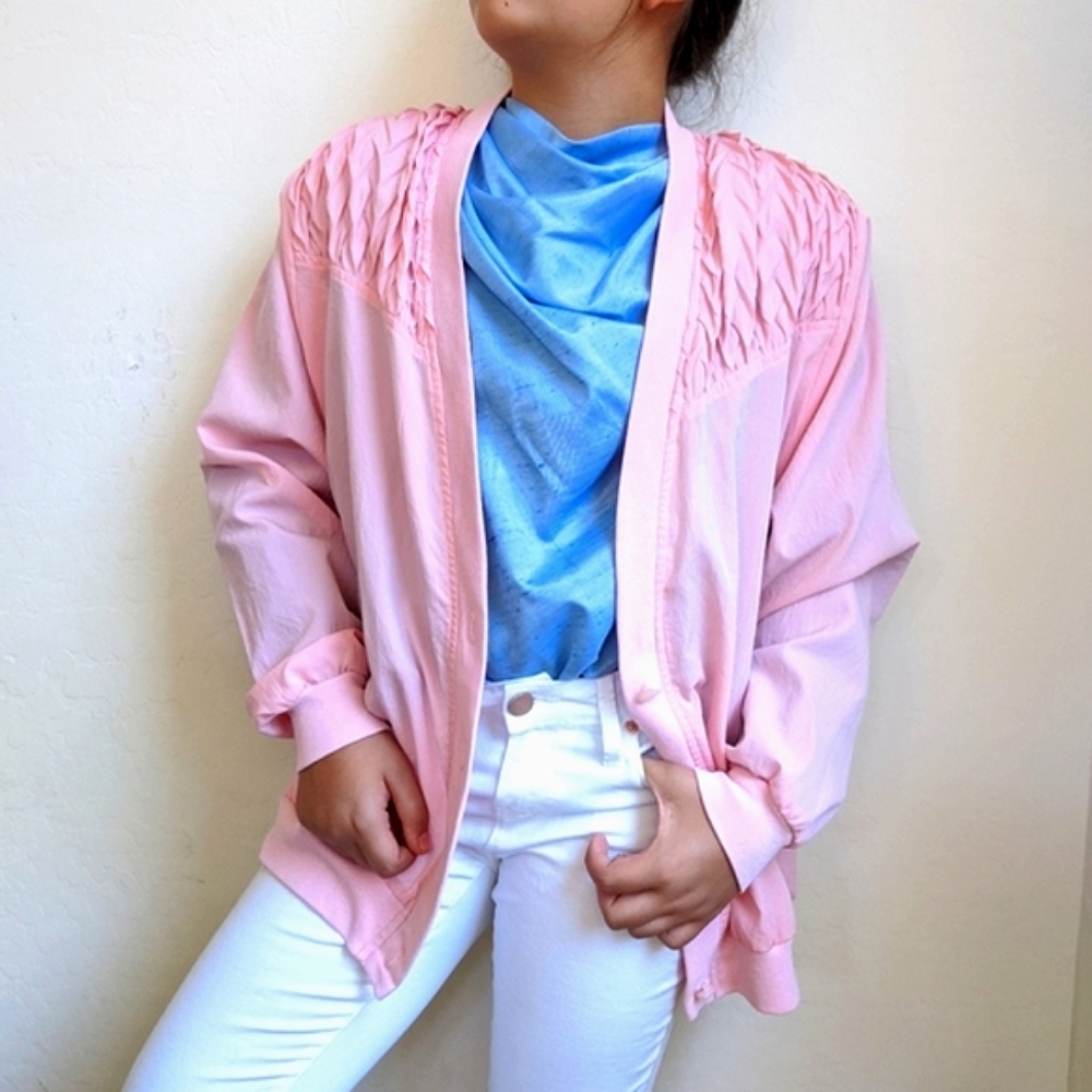 Vintage Lightweight Pale Dusty Pink Cardigan Jacket